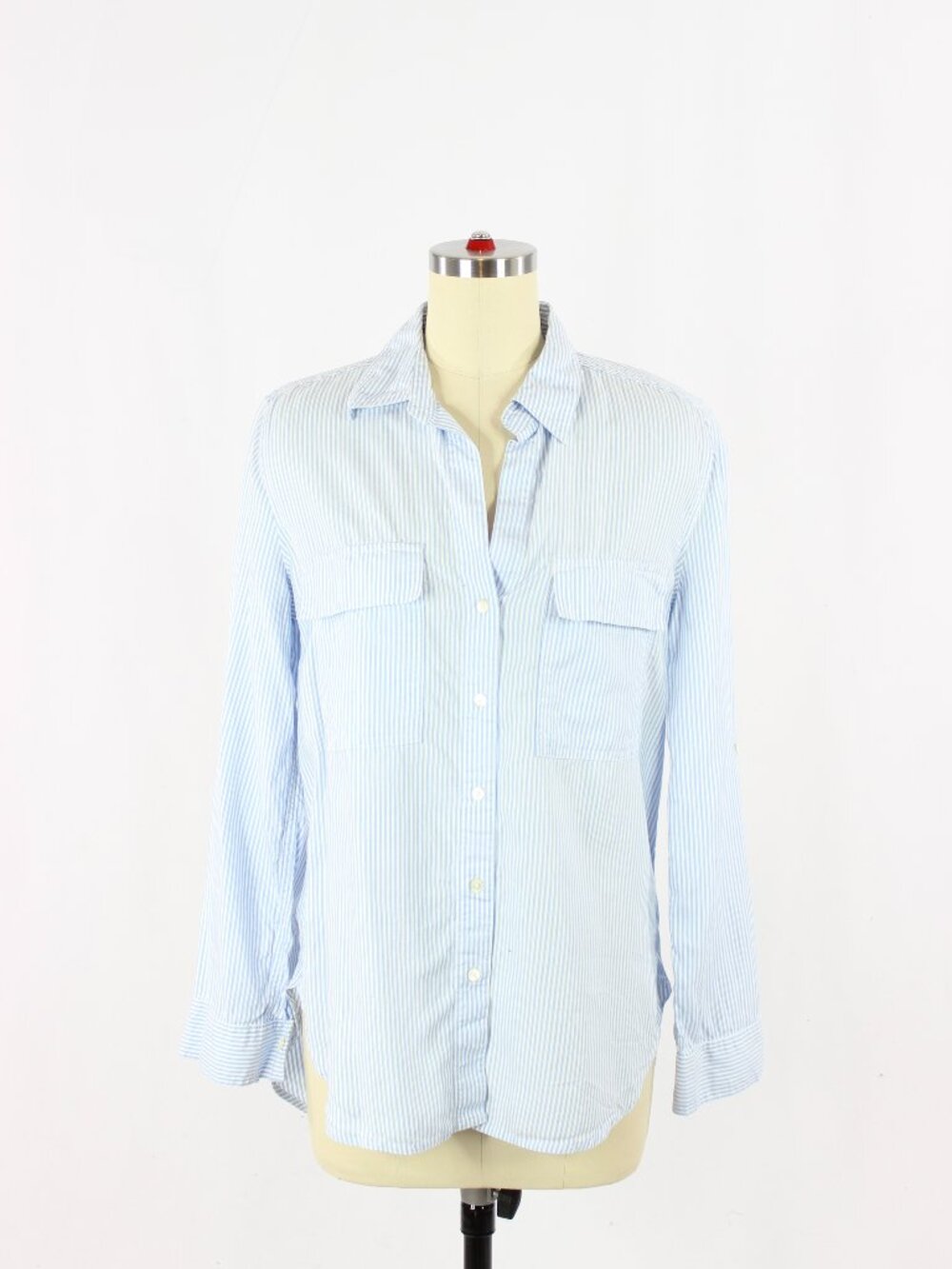 Aritzia THE GROUP BABATON Manual Blue Striped Lyocell Button Up Shirt, Size XS